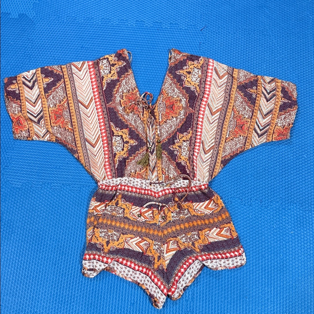 Angie Multicolor Patterned Romper - image 1